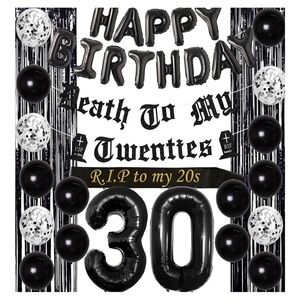 Black Birthday Party Decoration Set, 30th Birthday, RIP to my 20s.